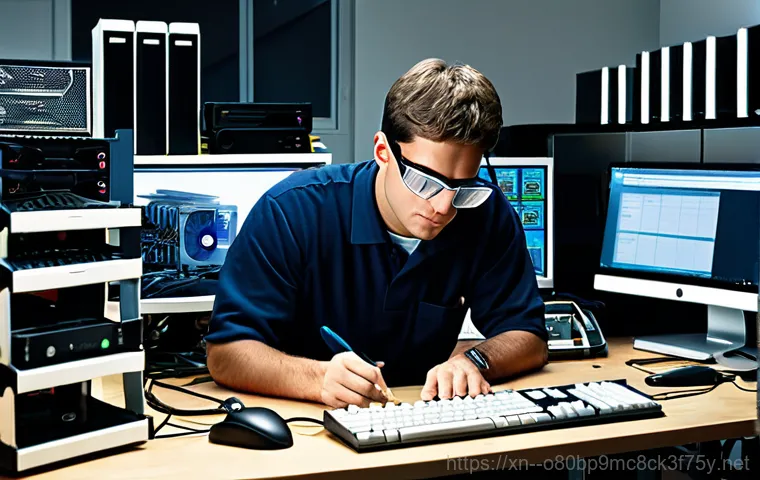 신건지동 KERNEL_SECURITY_CHECK_FAILURE - A friendly computer technician, fully clothed in a professional uniform, assisting a customer in a c...
