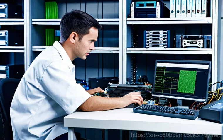 다산동 HARDWARE_INTERRUPT_STORM - **Prompt:** A friendly computer repair technician, "Dongnaehyung" (Neighborhood Guy), fixing a PC in...