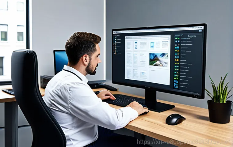 북한동 STATUS_FILE_INVALID - **Prompt:** "A friendly computer technician in professional attire fixing a desktop computer in a br...