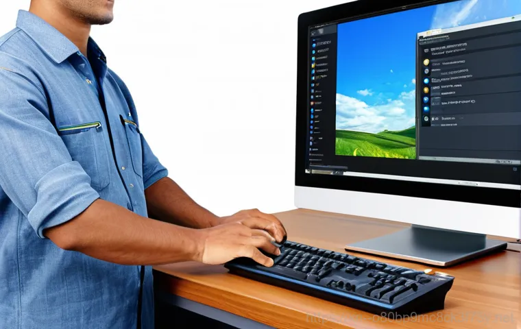 소공동 SYSTEM_LICENSE_VIOLATION - **Prompt:** A modern office setting with a person sitting at a desk, focused on a computer screen sh...