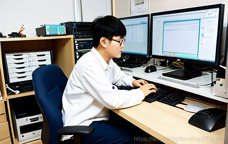 홍대 STATUS_STACK_UNDERFLOW - **Prompt:** A frustrated graphic designer in a modern, brightly lit Hongdae studio, surrounded by co...