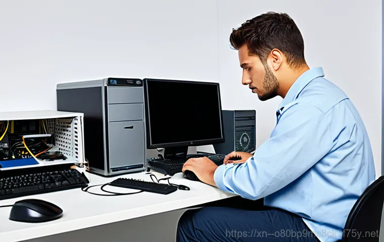 관인면 STATUS_FLOAT_UNDERFLOW - "A friendly IT technician assisting a senior citizen with their computer in a cozy home office, full...
