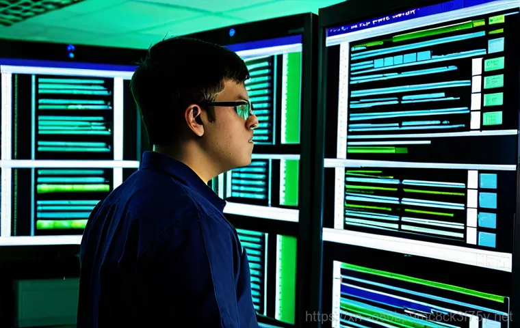 동산동 STATUS_FILE_NOT_FOUND - **Prompt:** A concerned webmaster, mid-30s, intently staring at multiple monitor screens in a bright...
