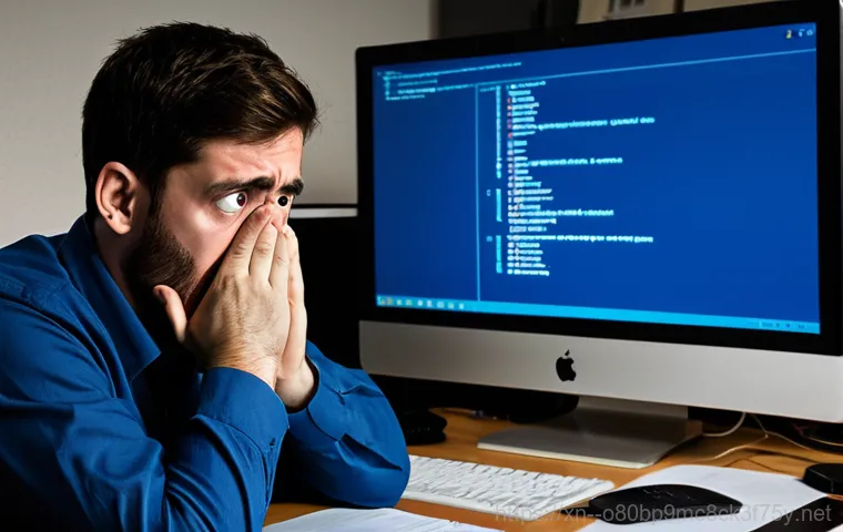 상암동 PAGE_FAULT_IN_NONPAGED_AREA - Image Prompt 1: The Blue Screen of Panic**