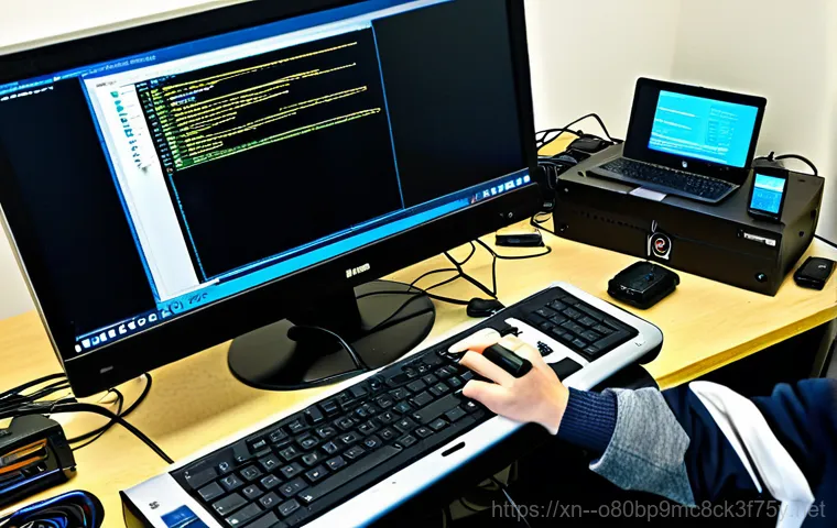 아천동 BUGCODE_USB_DRIVER - The Blue Screen Nightmare**
    A close-up, dramatic shot of a person's face, illuminated by the eer...