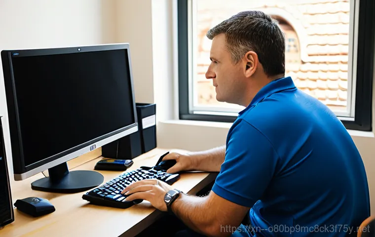 괴안동 출장방문윈도우 windows 설치 - The Overwhelmed FreeDOS User**
    A close-up shot of a young adult, possibly a student or a new pro...