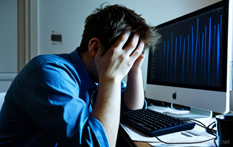 가운동 pc복구중 - Image Prompt 1: The Frustration of a Frozen PC**