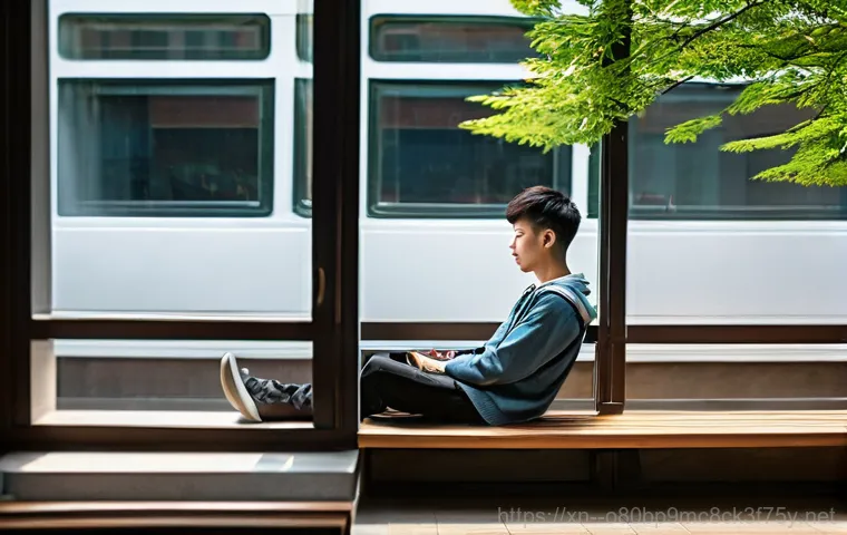 노량진 절전모드 - A focused young female student in her early twenties, dressed in casual yet neat clothing, sits at a...