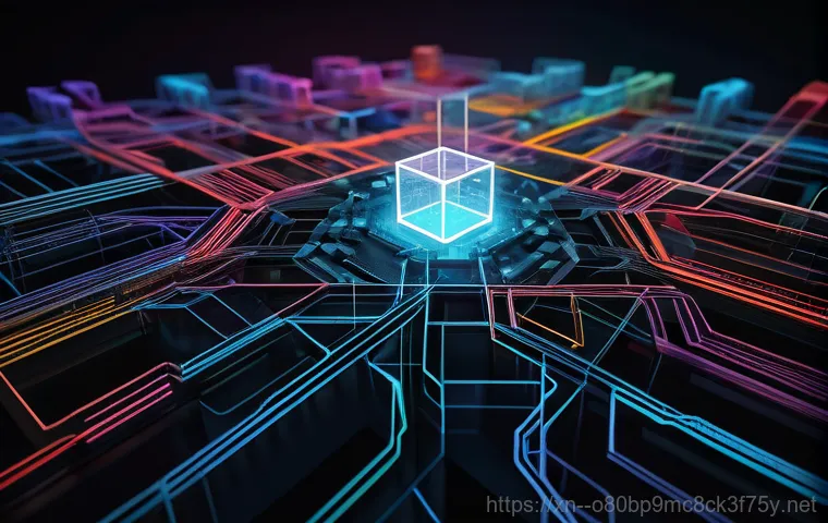 교동면 STATUS_MODULE_ACCESS_DENIED - An abstract, digital representation of a powerful firewall or security software. Intertwined, glowin...