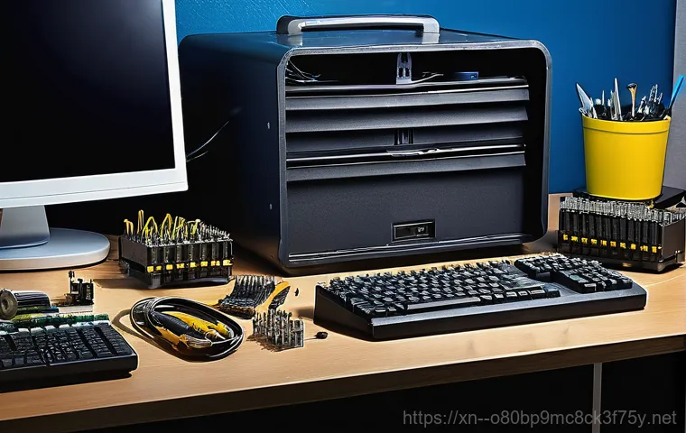 파장동 STATUS_DISK_READ_FAILURE - **Prompt:** A brightly lit, modern desk setup featuring an open laptop displaying a "SMART Failure P...