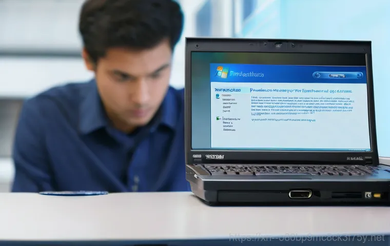 수암동 윈도우7 windows7 재설치 포맷  초기화 - **Image Prompt 1:** A user looking frustrated at an older desktop computer running Windows 7, its sc...