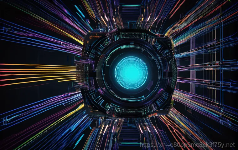 망월동 STATUS_KERNEL_STACK_CORRUPTION - An energetic scene inside a clean, modern computer tower. Personified computer components are workin...