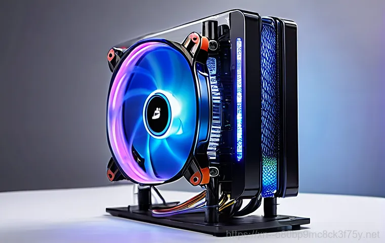 하갈동 쿨러조립 및 교체수리 - **Overheating PC Distress:** A young adult, wearing a comfortable t-shirt and jeans, sits at a moder...