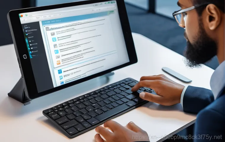 금릉동 linux재설치 포맷  초기화 - A close-up shot of a person's hands diligently backing up important digital data. On a desk, there's...