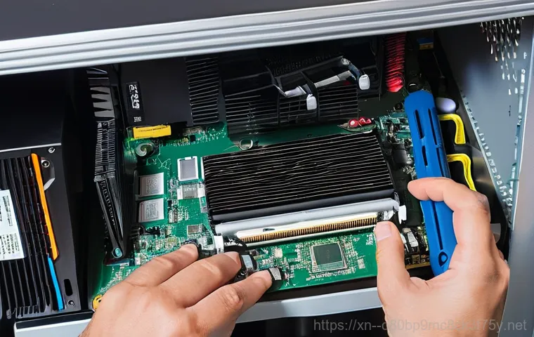 송산면 VGA조립 및 교체수리 - **A person frustrated by a black computer screen due to a graphics card issue.**
    A close-up, dim...