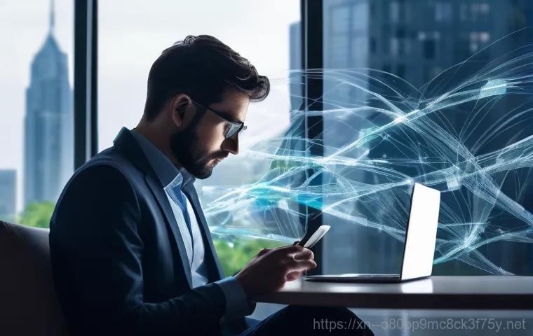 율전동 STATUS_SECURITY_POLICY_VIOLATION - A young adult, appearing in their late 20s or early 30s, is sitting in a dimly lit, cozy home office...