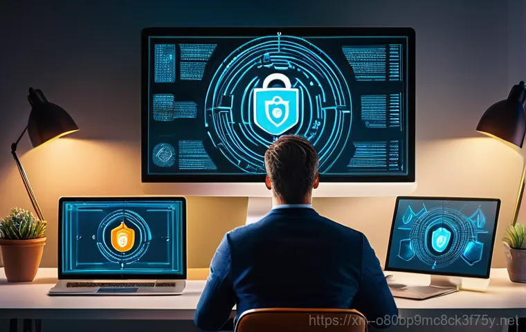 율전동 STATUS_SECURITY_POLICY_VIOLATION - A person in their 30s or 40s, with a slightly worried and pensive expression, is holding a smartphon...