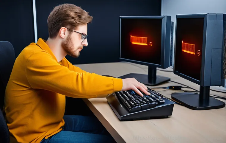 본오동 STATUS_KERNEL_NETWORK_ERROR - **Prompt 1: The Frustration of a Blue Screen Error**
    A person, appearing stressed and frustrated...