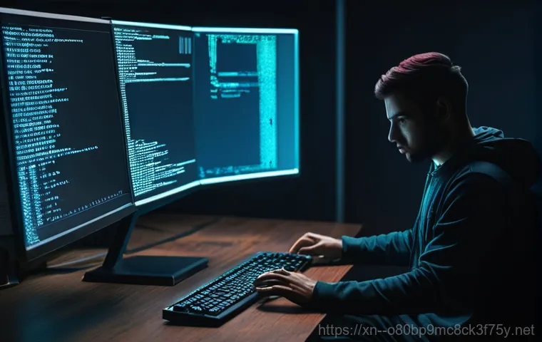 동삭동 STATUS_FLOAT_INVALID_OPERATION - **Floating-Point Precision Dilemma:** A close-up, cyberpunk-inspired image of a developer's face, il...