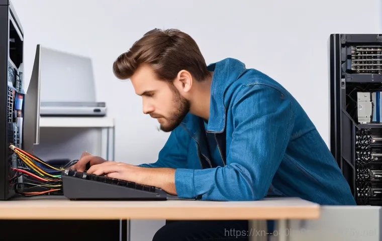동교동 STATUS_KERNEL_DEBUG_FAILURE - **Prompt 1: Blue Screen Anxiety**
    A young adult, male or female, sits at a desk in a dimly lit r...