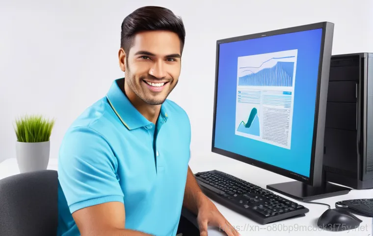 퇴계원 컴퓨터 desktop 출장방문수리점 - **Prompt 2: On-Site Expert Diagnosis**
    A medium shot showing a professional computer repair tech...
