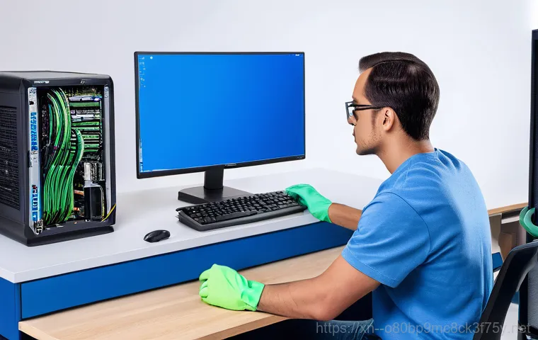 조남동 NMI_HARDWARE_FAILURE - **Overheated Core:** An intricate, macro-level view inside a desktop computer case, focusing on the ...