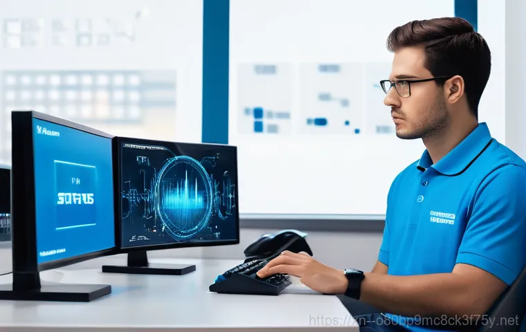 이패동 STATUS_KERNEL_DATA_CORRUPTION - A person, visibly frustrated and wearing casual attire, stares intently at a computer monitor displa...