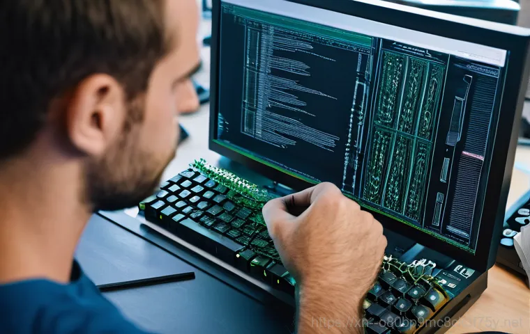사노동 KERNEL_SECURITY_CHECK_FAILURE - A young adult, with a look of utter bewilderment and frustration, gazes at a modern computer monitor...