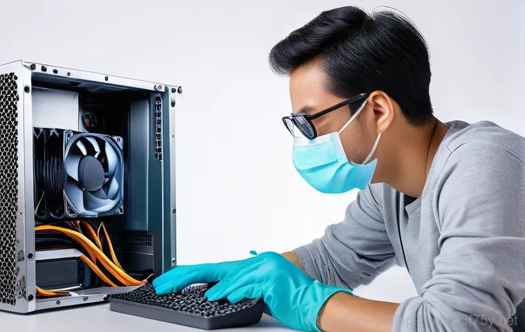 도화동 메인보드조립 및 교체수리 - **Prompt:** A highly detailed shot inside an open desktop computer case, focusing on a motherboard w...
