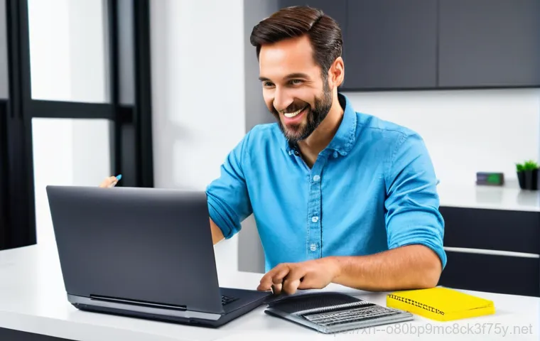 우정읍 노트북 laptop 출장방문수리점 - A professional male computer technician in a clean uniform is diligently working on an open laptop o...