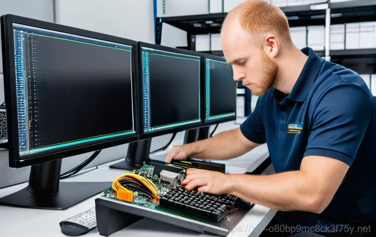 현천동 SYSTEM_THREAD_EXCEPTION_NOT_HANDLED - A close-up of a desktop computer monitor prominently displaying the "SYSTEM_THREAD_EXCEPTION_NOT_HAN...