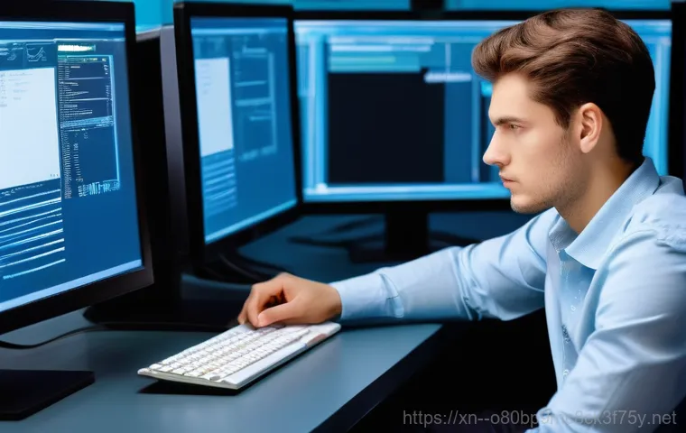 상일동 HARDWARE_MEMORY_FAILURE - **Prompt:** A young adult (18-25 years old) sits at a modern desk in a home office, looking utterly ...