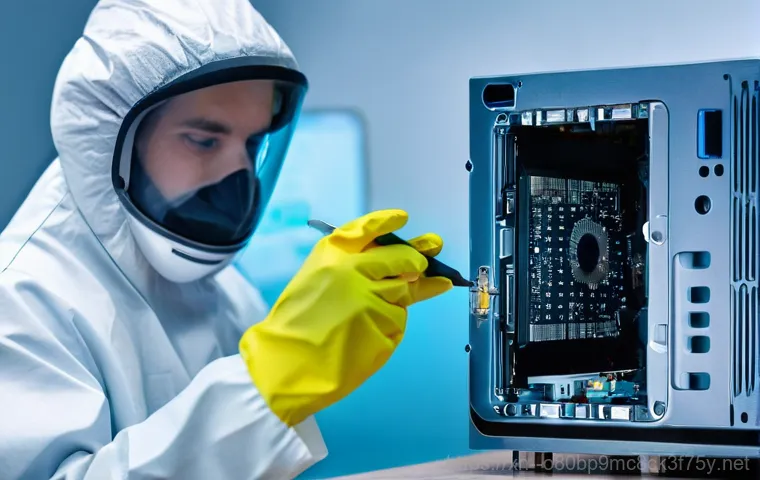 모가면 pc복구중 - **Image Prompt: Attempting DIY Data Recovery**
    A person, focused and determined, is seated at a ...
