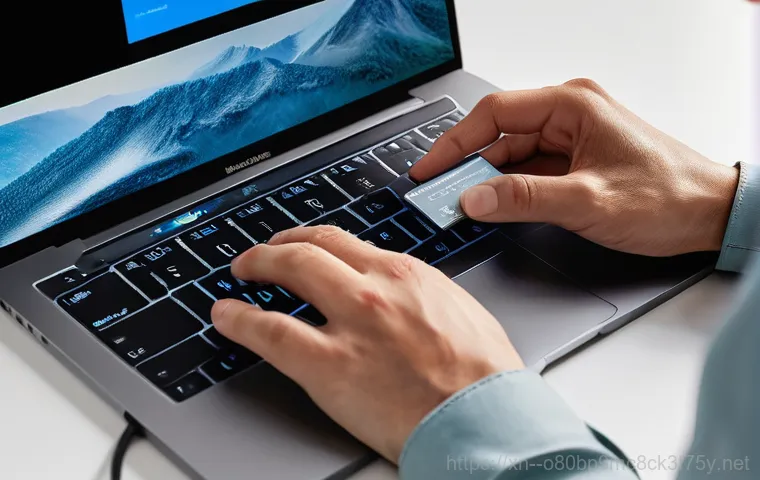 지산동 macosX재설치 포맷  초기화 - A young adult, with a contented smile, is actively using a sleek silver MacBook in a brightly lit, m...