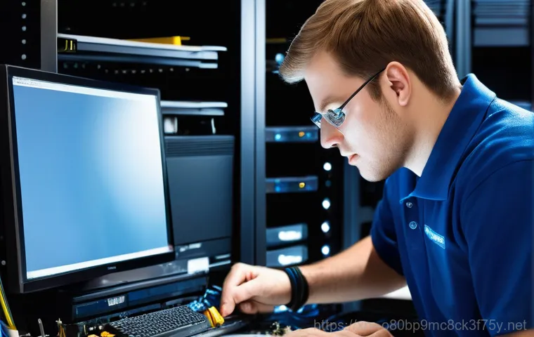 덕은동 블루스크린 - A young adult, either male or female, in smart casual attire, looking intently at a computer monitor...