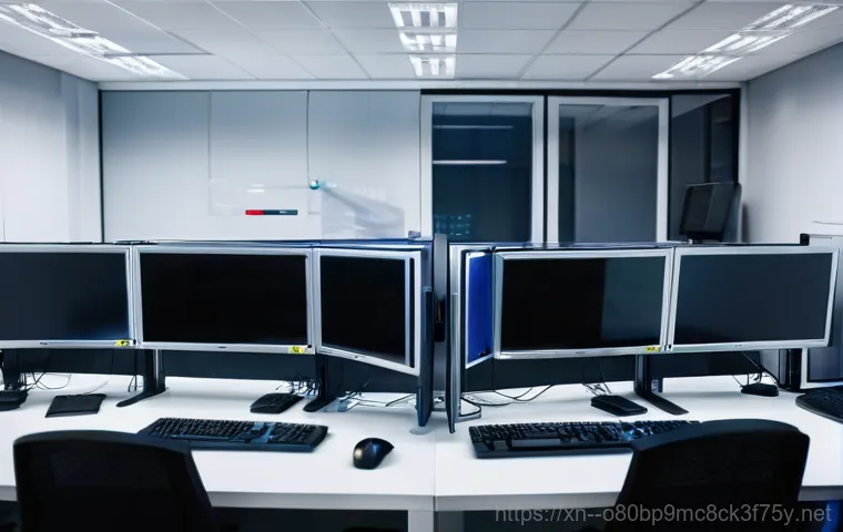 산림동 네트워크구축 설정 및 세팅오류해결 - **Modern Office Network Infrastructure with Professionals:** A bright, contemporary office space wit...