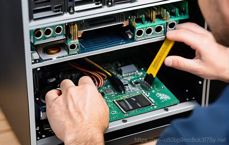 보라매동 컴퓨터 desktop 출장방문수리점 - A professional and friendly computer repair technician, in a clean uniform, is expertly examining a ...