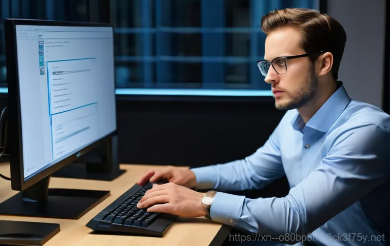 별내면 STATUS_KERNEL_MODULE_NOT_FOUND - A person, appearing stressed and frustrated, sits in a dimly lit home office in front of a computer ...