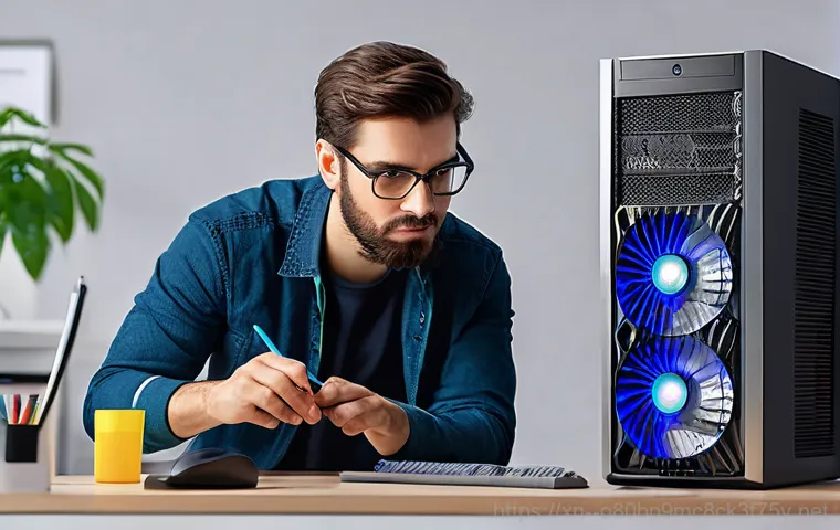 수원시 STATUS_KERNEL_POWER_FAILURE - An intricate internal view of a modern desktop computer, focusing on the motherboard, RAM modules, a...