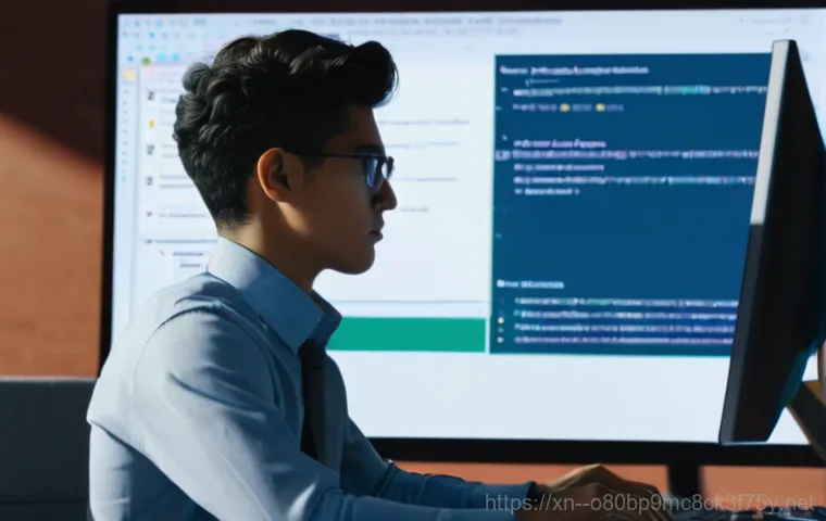 청운동 STATUS_PAGEFILE_MISSING - **Prompt:** A close-up shot of a person, appearing frustrated and stressed, looking at a computer mo...