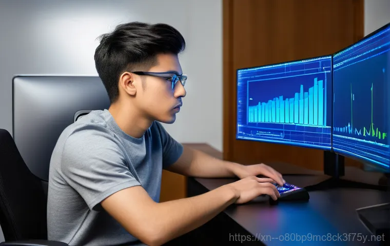 화평동 STATUS_KERNEL_MEMORY_LEAK - A dramatic, close-up shot of a modern computer monitor prominently displaying a vibrant blue screen ...