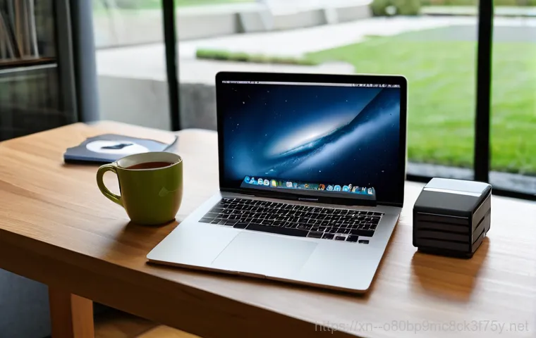 행당동 macosX재설치 포맷  초기화 - **Prompt:** A close-up, dynamic shot focusing on a MacBook Pro screen, which clearly displays the "D...