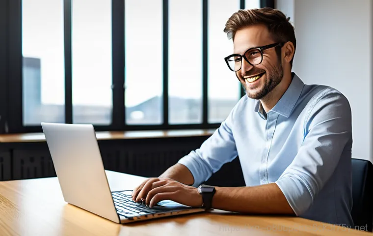 회덕동 윈도우8 windows8 재설치 포맷  초기화 - A person in their 30s, dressed casually, calmly interacting with a Windows 8 PC on a desk. The scree...