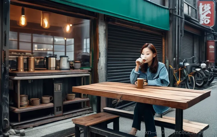 문래동 DEVICE_DRIVER_MISMATCH - Mullae-dong, Seoul, daytime. A narrow, bustling alleyway filled with the raw textures of old ironwor...