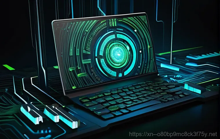 합동 KERNEL_STACK_INPAGE_ERROR - An intricate, macro-level shot inside a computer tower, focusing on RAM modules and an SSD drive. On...