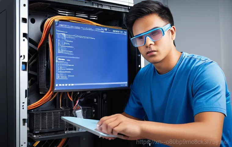 임학동 MACHINE_CHECK_EXCEPTION - **Prompt:** A focused individual, wearing a clean, practical work shirt and jeans, carefully examine...