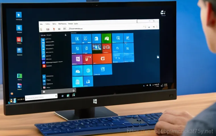 청진동 출장방문윈도우 windows 설치 - A person sitting at a desk, looking utterly confused and slightly overwhelmed, holding a new, sleek ...