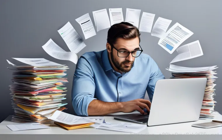 연라동 STATUS_FILE_WRITE_FAILURE - Image Prompt 1: Digital Clutter and Full Storage**