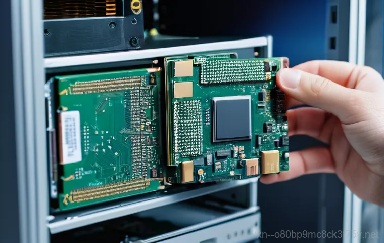 세교동 KERNEL_STACK_INPAGE_ERROR - A detailed, close-up shot of the interior of a desktop computer. Focus on a RAM module securely inse...