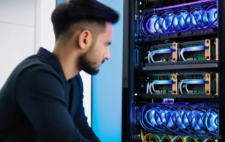 우이동 server출장방문수리점 - **Prompt:** A close-up shot inside a desktop computer case, focusing on a CPU cooler being serviced ...
